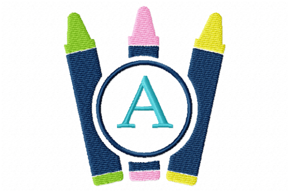 Crayons Frame Monogram Letter a – A Sweet Touch for Personalized Embroidery