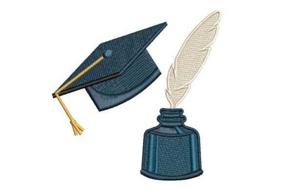 Graduation Hat with Ink and Quill Embroidery Design Review